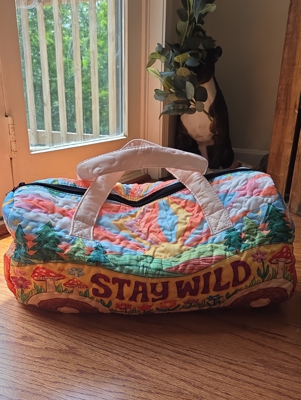 Stay Wild Quilted Multicolor Travel Duffel Bag
